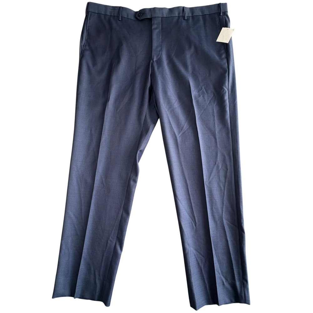 Zanella Parker Classic Dress Pants Trousers Mens 42 Blue Flat Front Italy